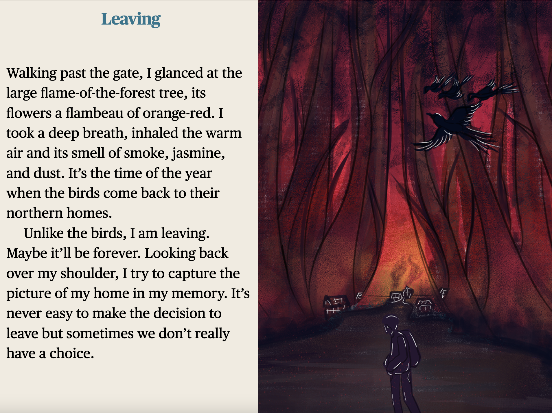 A slide showing a student story and image