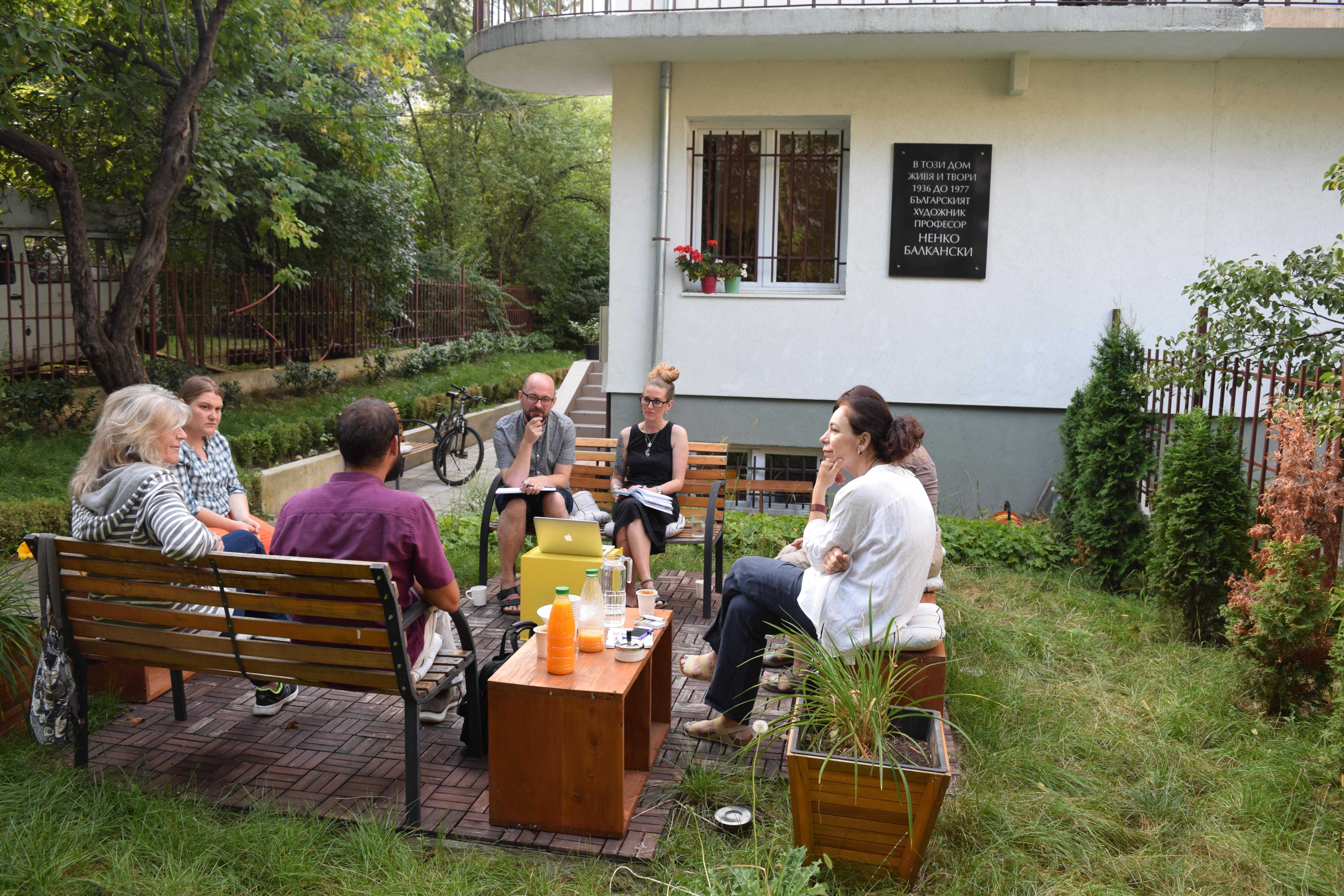 Discussion in the Sofia Translation House garden